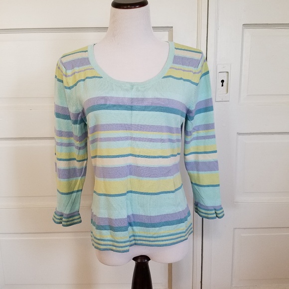 Axcess Long Sleeve Pastel Striped Sweater Tee - Picture 2 of 8